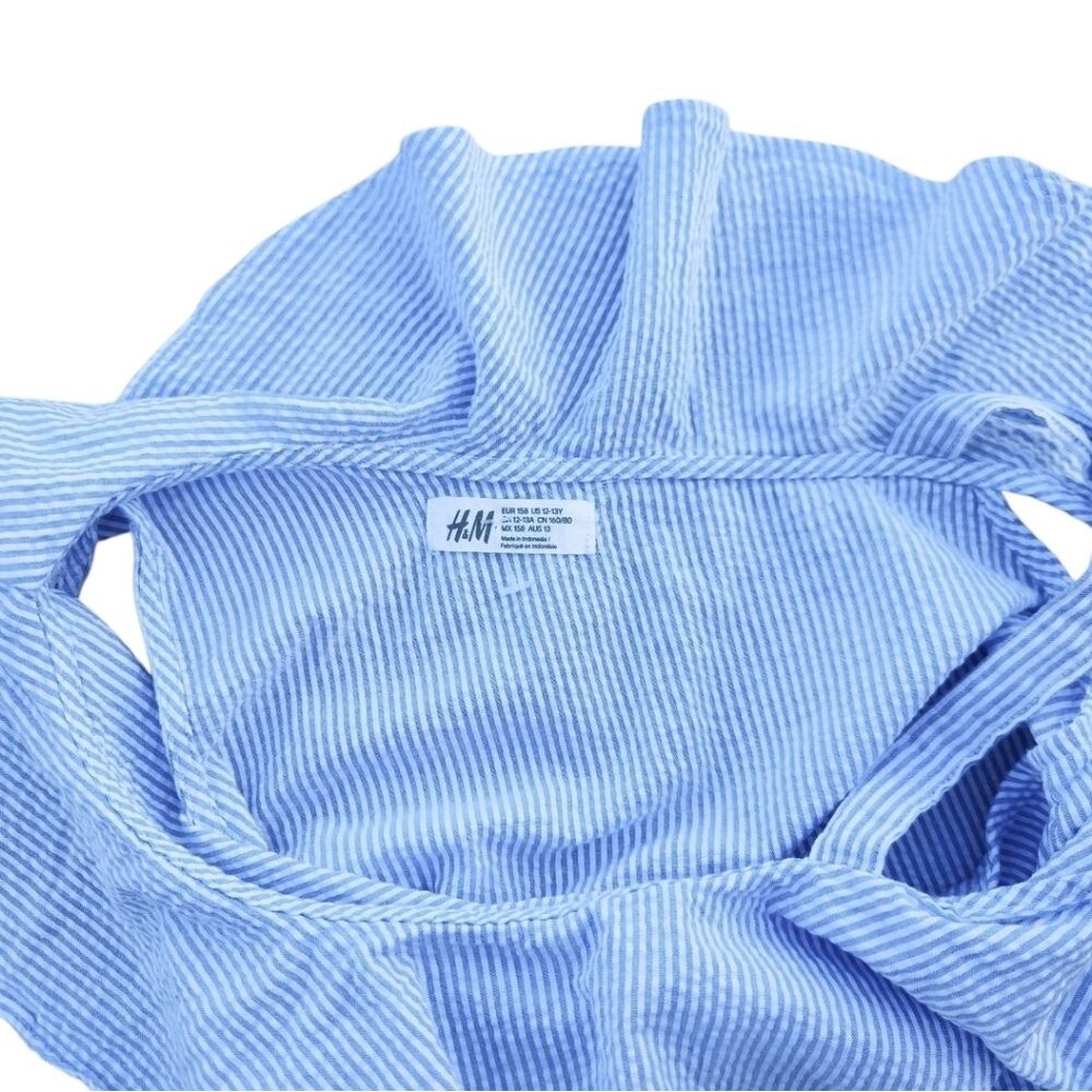 H&M Girls One-Shoulder Ruffle Tops light Blue White Stripes Size 12 (12-13 Years - Picture 5 of 9